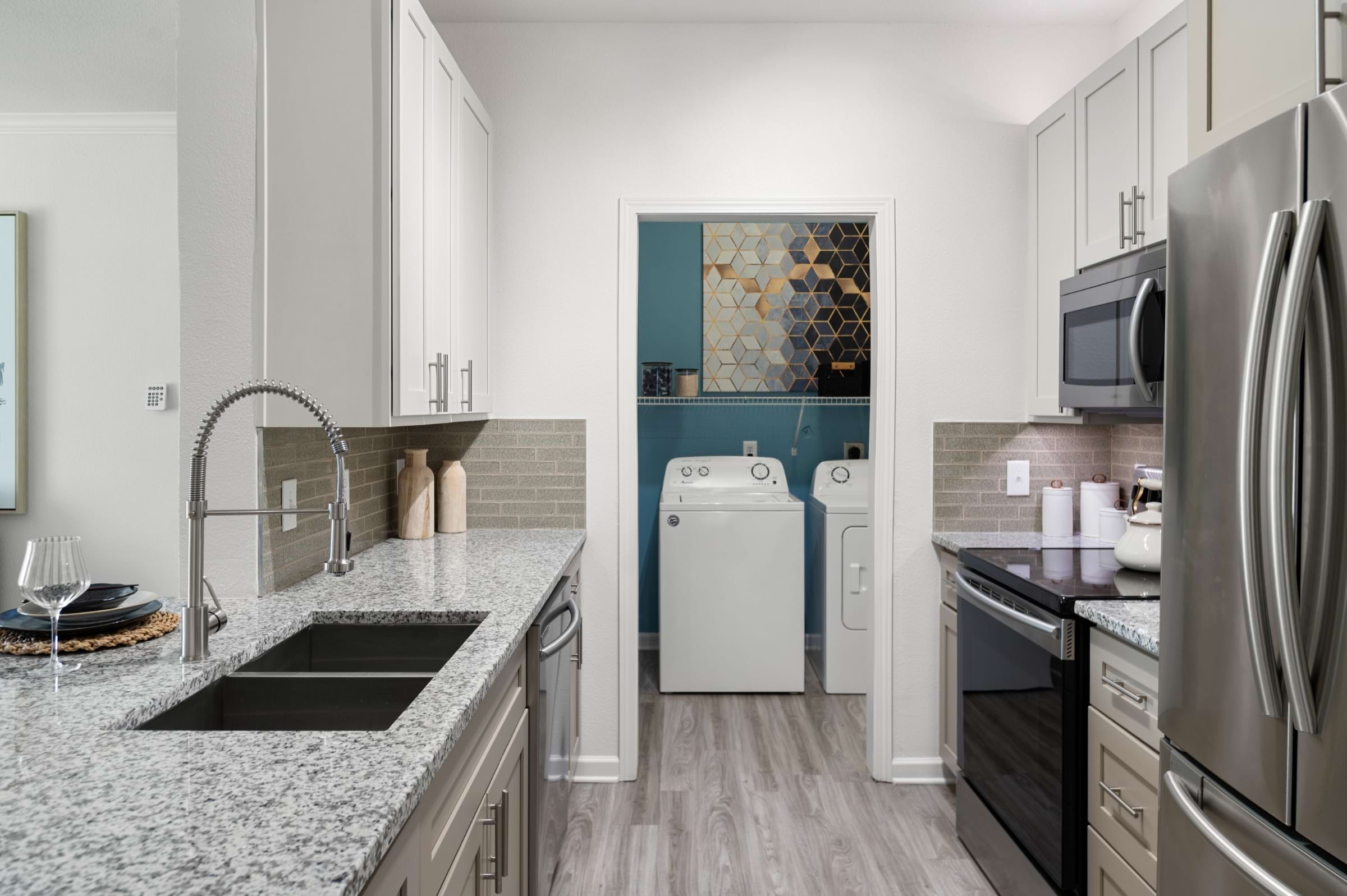 Kitchen and Laundry Room in Our Apartments in Southpark Meadows