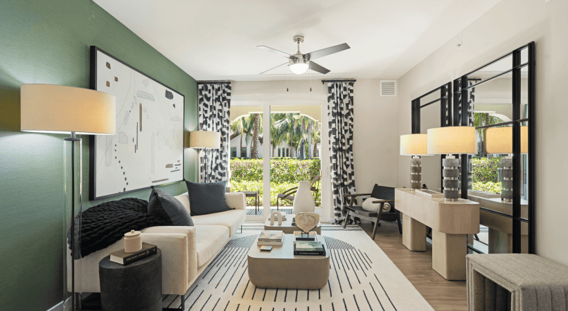 Modern Living Room at Our Apartments for Rent in Hollywood Beach, FL