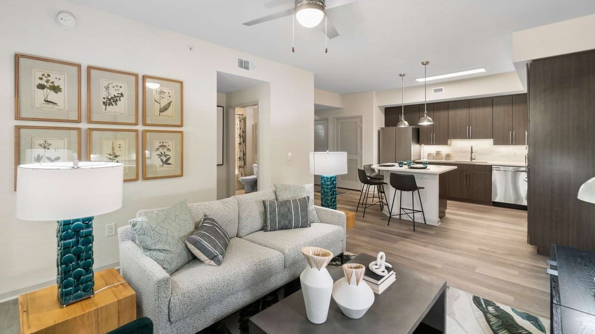 Luxury Kitchen and Living Area at Our Apartments for Rent in West Palm Beach