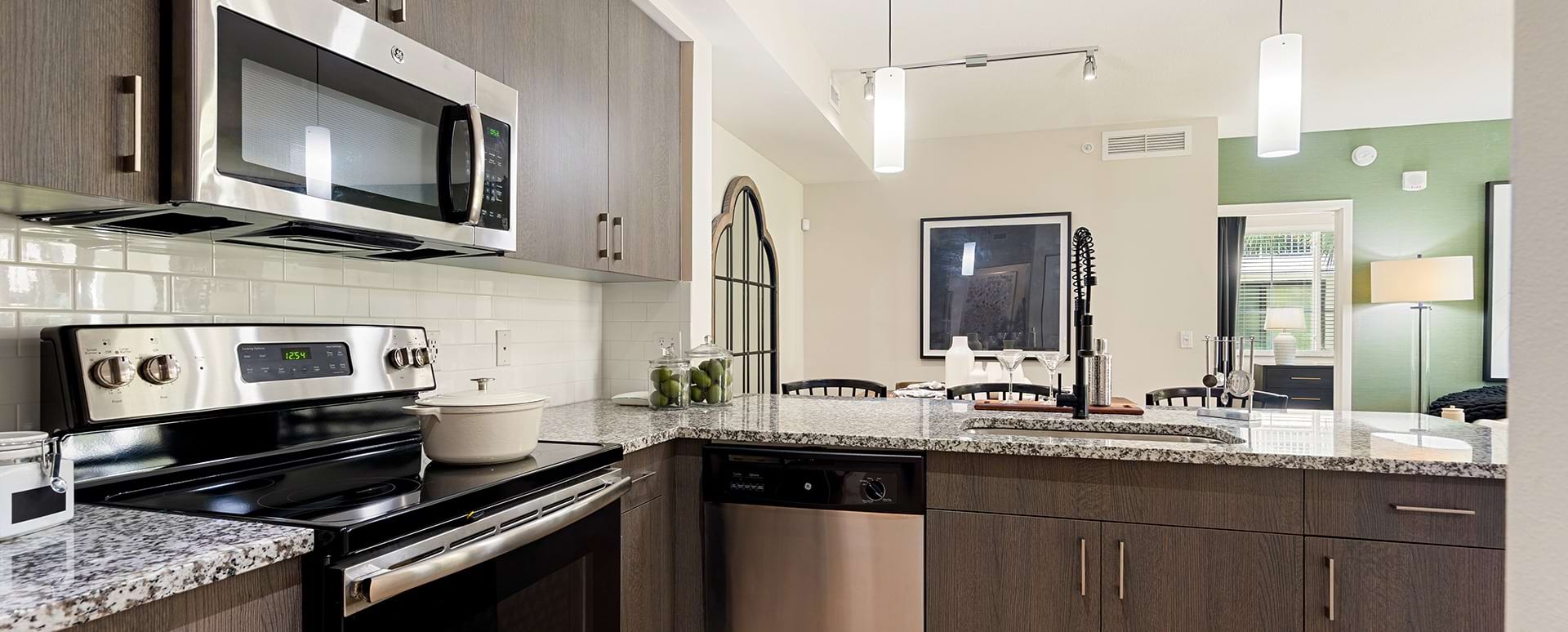 Kitchen with Granite Countertops at Our Apartments for Rent in Hollywood
