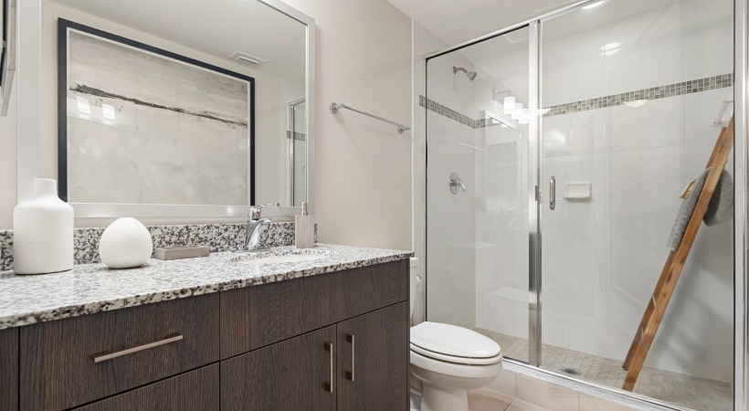 Bathroom with Granite Countertops at Our Apartments in Hollywood, Florida