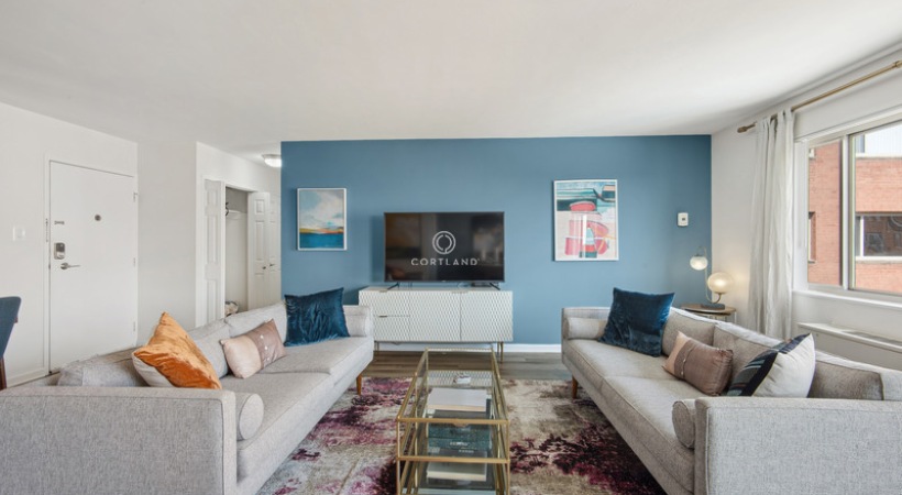 Apartments Near Columbia Pike with Wood-Style Flooring in the Living Room