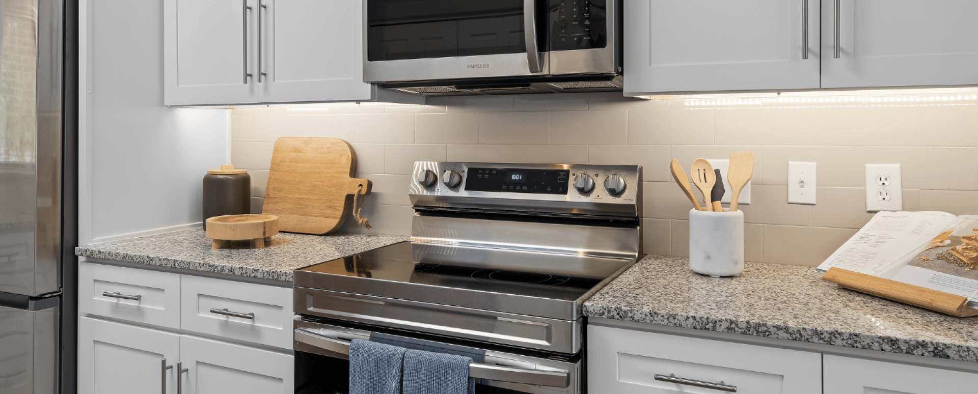 Granite Countertops and Subway Tile Backsplashes