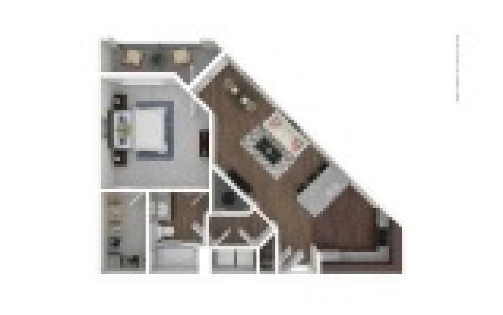 The Eldorado 1 bedroom 1 bath 768 square feet