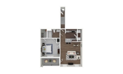 The Collin 1 bedroom 1 bath 808 square feet