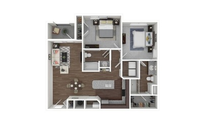 The Panther Creek 2 bedroom 2 bath 1112 square feet