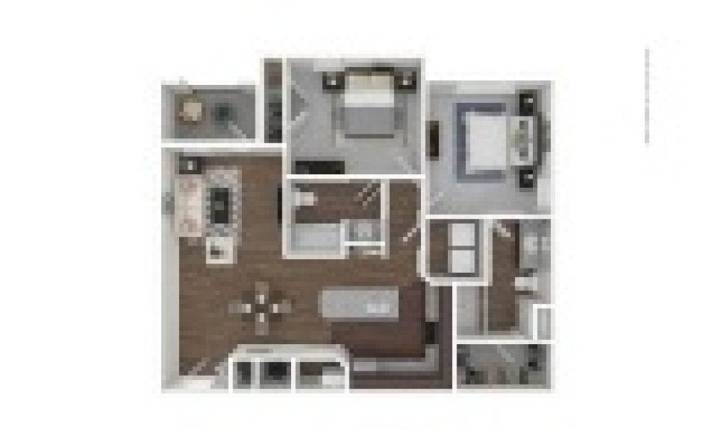 The Panther Creek 2 bedroom 2 bath 1112 square feet