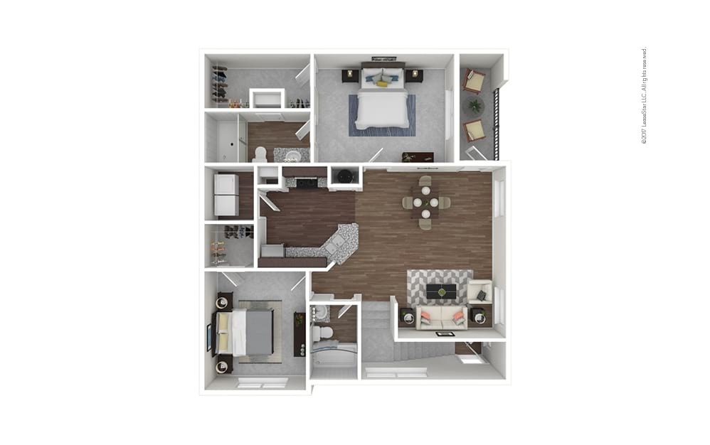 The Preston 2 bedroom 2 bath 1151 square feet