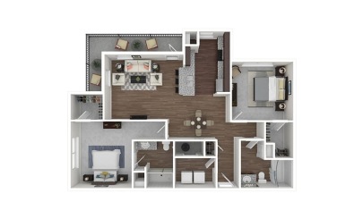 The Prestwyck 2 bedroom 2 bath 1218 square feet