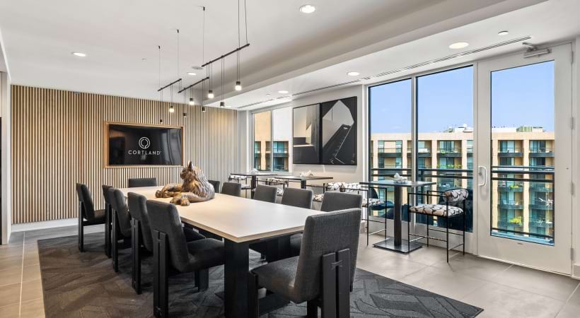 Resident Clubhouse with HDTVs and a Party-Ready Kitchen at Cortland Pentagon City 