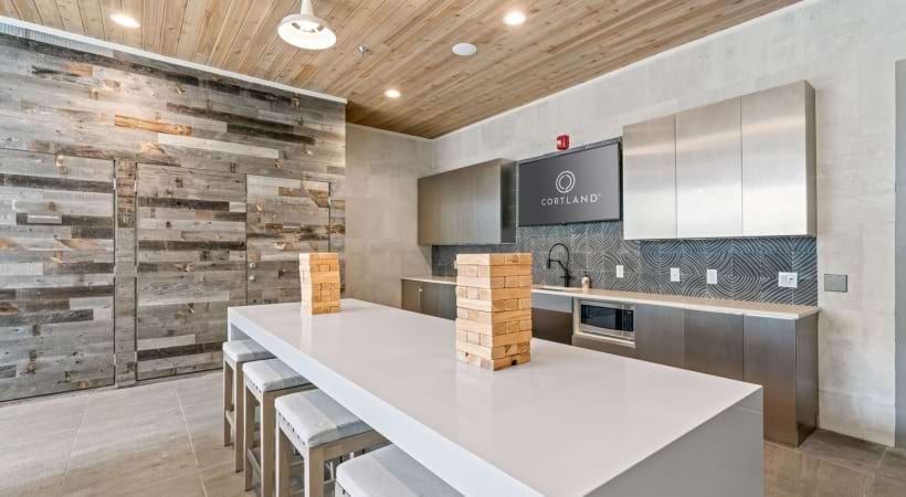 Lounge with a Kitchen at Our Cottonwood Creek Apartments in Allen, TX