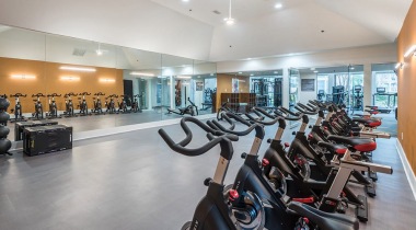 Spin studio at the Cortland North Brookhaven fitness center