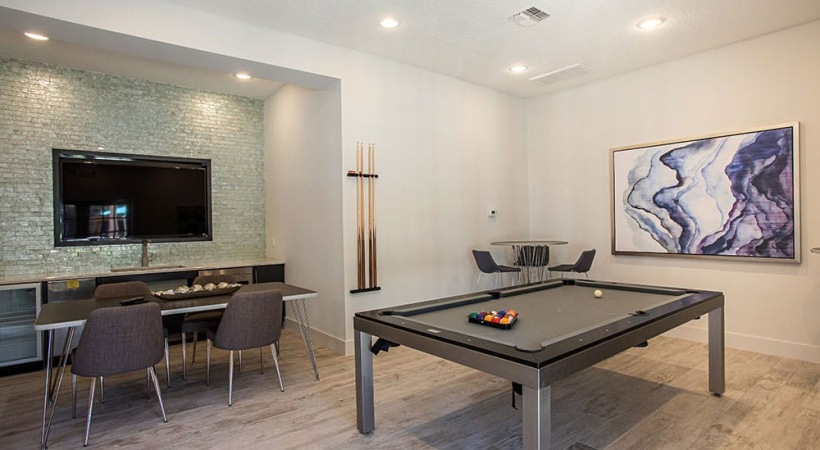 Clubhouse with a Billiards Table at Our RTP Apartments for Rent