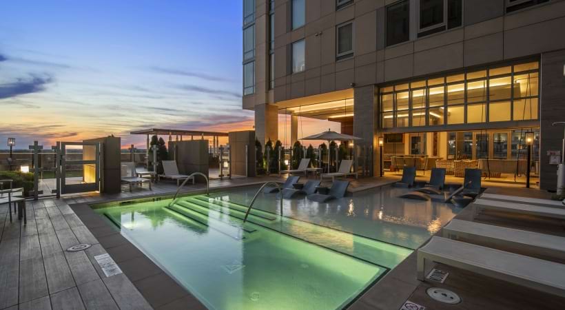 Resort Style Pool at Night at Our Apartments in Buckhead 