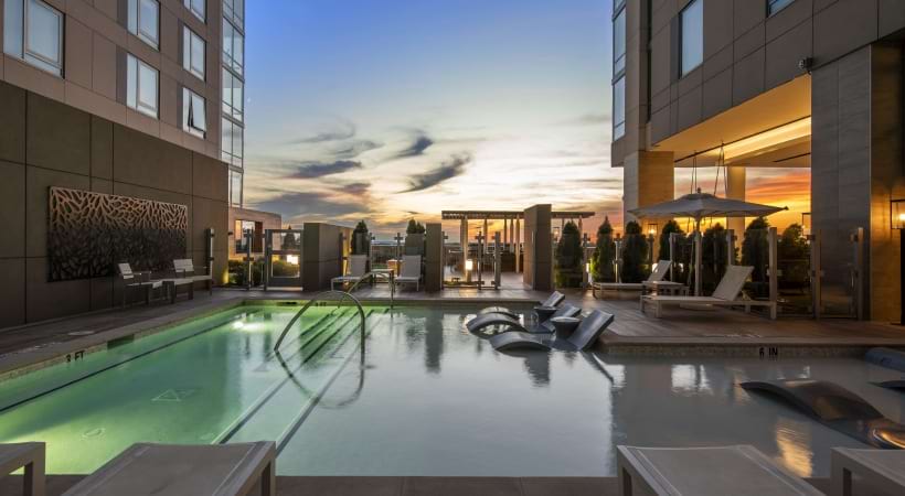 Resort Style Pool at Night at Our Apartments in Buckhead 