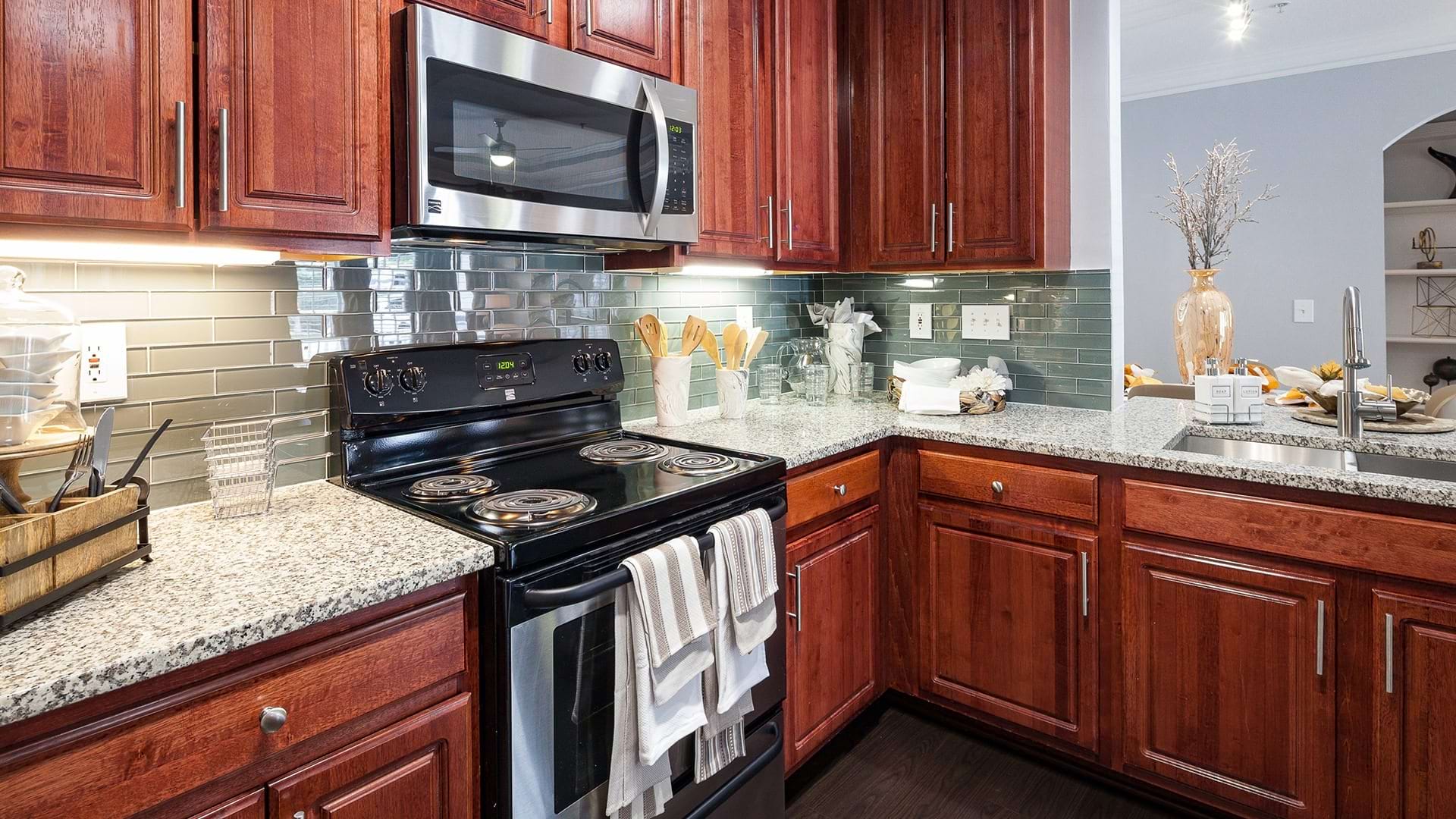Kitchen with Granite Countertops at Our Apartments in Sugarloaf