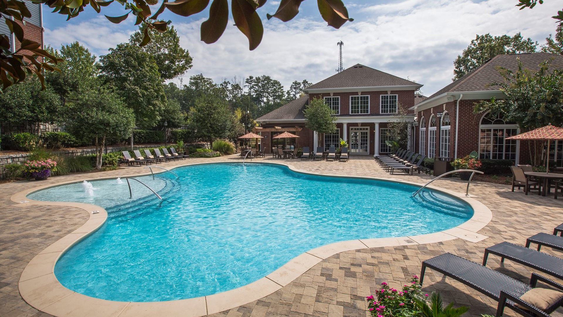 Saltwater Pool and Lounge Chairs at Our Lawrenceville, GA Apartments