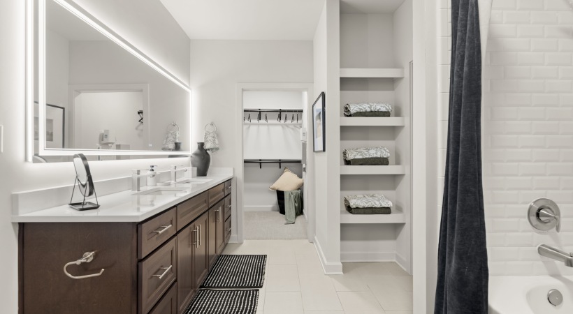 Bathroom with LED Vanity Mirrors at Our Apartments for Rent Near Buckhead, GA