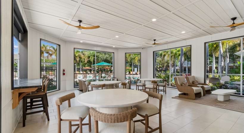 Newly Renovated Outdoor Resident Lounge at Cortland Lakecrest
