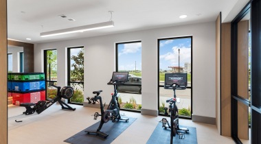 24/7 Fitness Center and Spin Studio at Our Lewisville Apartments for Rent