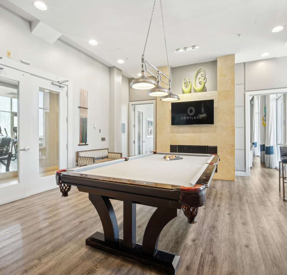 Modern Resident Clubhouse with WiFi, HDTV, and Billiards at Our Rosslyn, Arlington Apartment Community