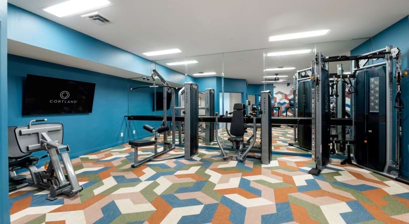 24/7 Fitness Center with Exercise Equipment at Our Clifton, VA Apartments for Rent