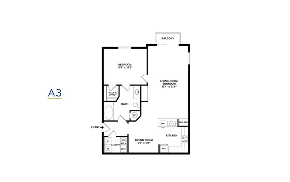 One Bedroom 1 bedroom 1 bath 820 - 1215 square feet (2)