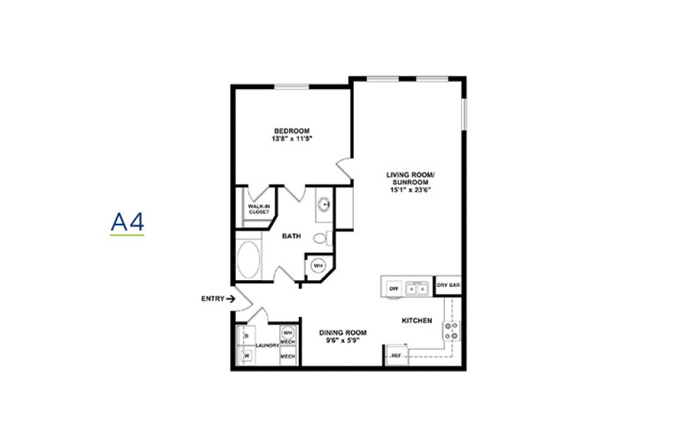 One Bedroom 1 bedroom 1 bath 820 - 1215 square feet (3)