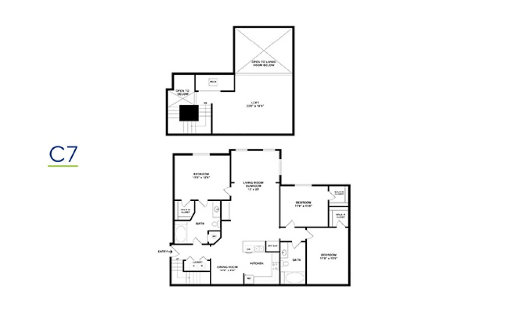Three Bedroom 3 bedroom 2 bath 1278 - 1633 square feet (6)