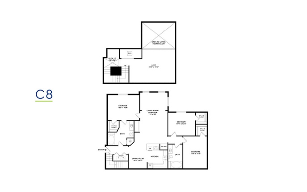 Three Bedroom 3 bedroom 2 bath 1278 - 1633 square feet (7)