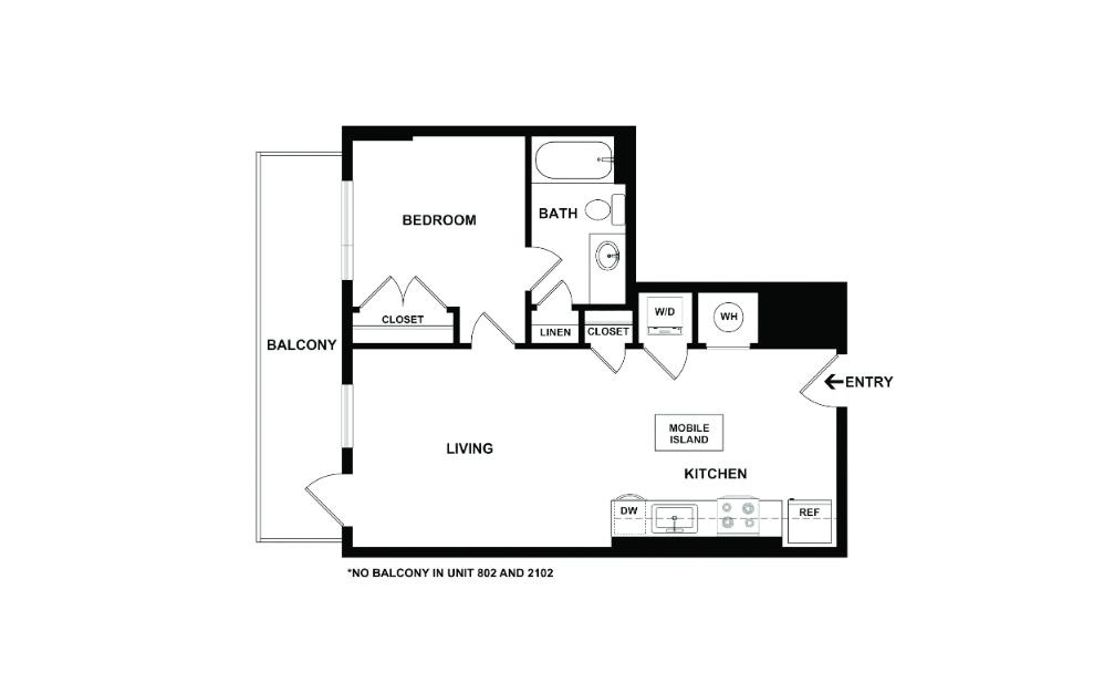 A1 1 bedroom 1 bath 620 square feet (2)
