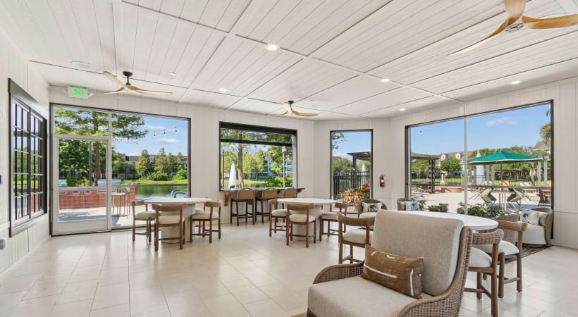 Newly Renovated Outdoor Resident Lounge at Cortland Lakecrest