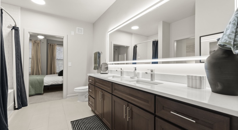 Luxurious Bathroom with LED Vanity Mirrors at Our Apartments Near Buckhead, GA