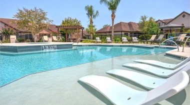 Resort-style pool at our 55 and over community in Pearland, TX