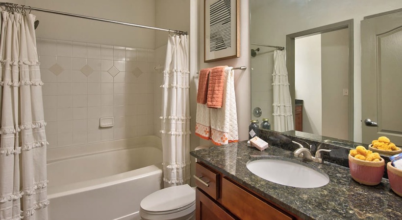 Bathroom with Deep Soaking Bathtub at Our Apartments for Rent in Gwinnett