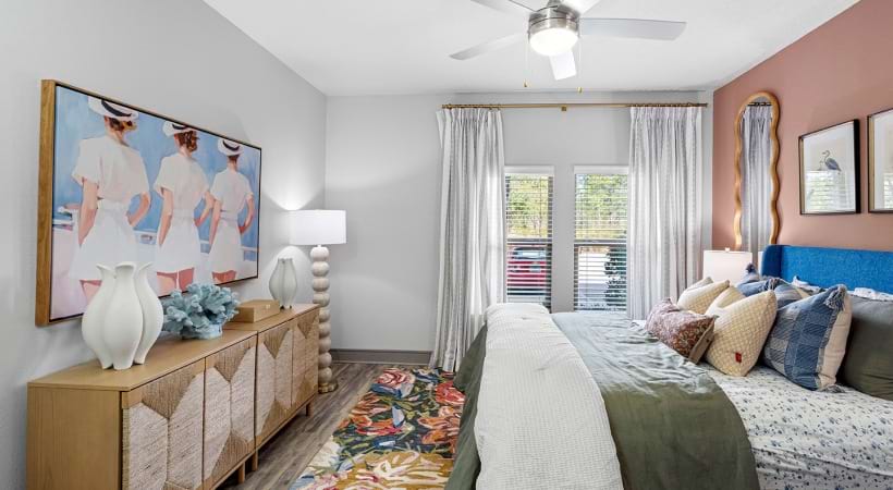 Bedroom with Ceiling Fan at Our Lake Buena Vista Apartments in Orlando, Florida