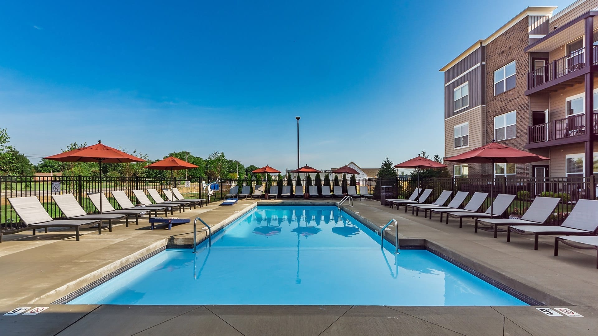 View of the Pool During the Day at Our Modern Apartments in Dublin, Ohio