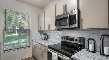 Newly Renovated Richardson Apartment Kitchen With Stainless Steel Appliances
