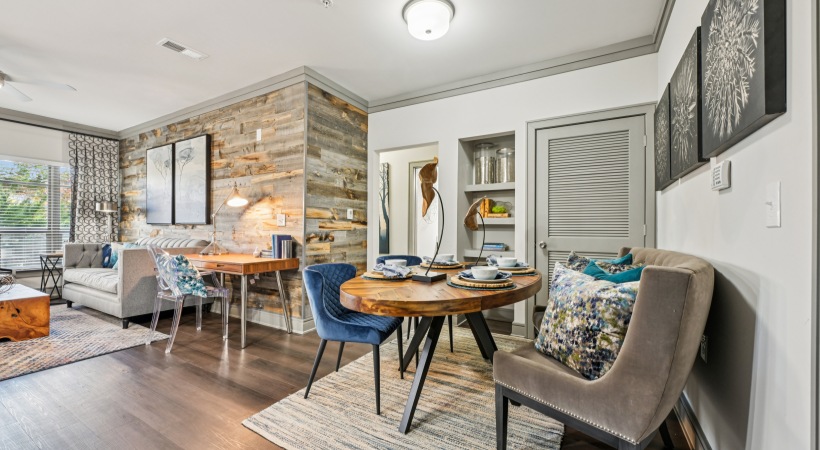 Spacious Dining Space and Breakfast Bar in Our Luxury Apartments in North Hills in Raleigh, NC