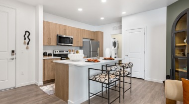 Kitchen with Expansive Kitchen Island at Our Boise Apartments for Rent