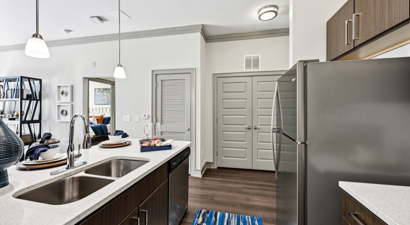 Kitchen with a Breakfast Bar at Our Apartments in the North Hills Area of Raleigh, NC