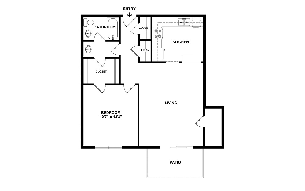 Texas 1 bedroom 1 bath 665 square feet (2)