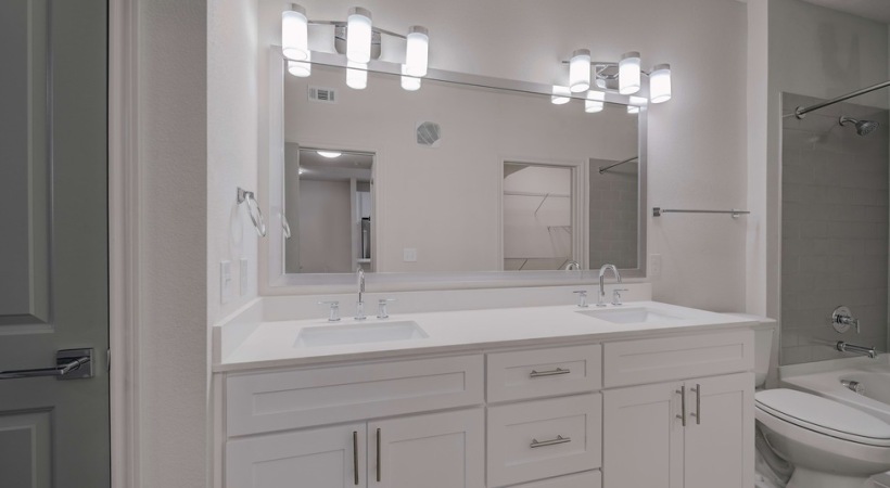 Double Sink Vanity in Our Apartments Near State Farm
