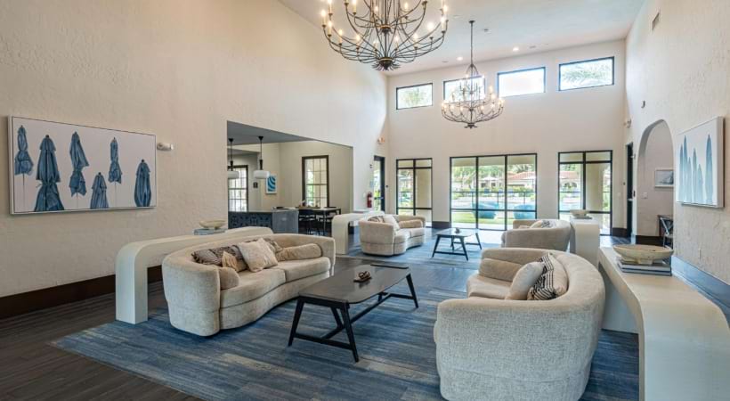 Lobby with Seating at Our Portofino Apartments in West Palm