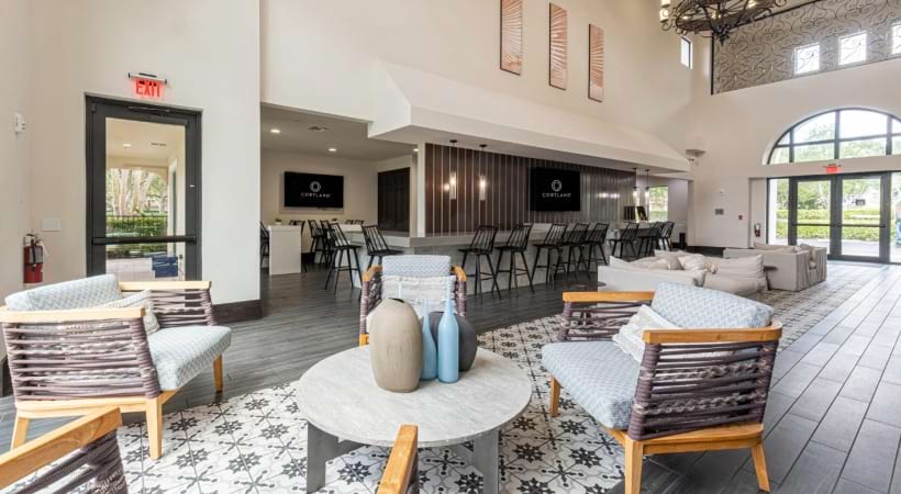 Upscale Lobby of Our Portofino Apartments in Palm Beach