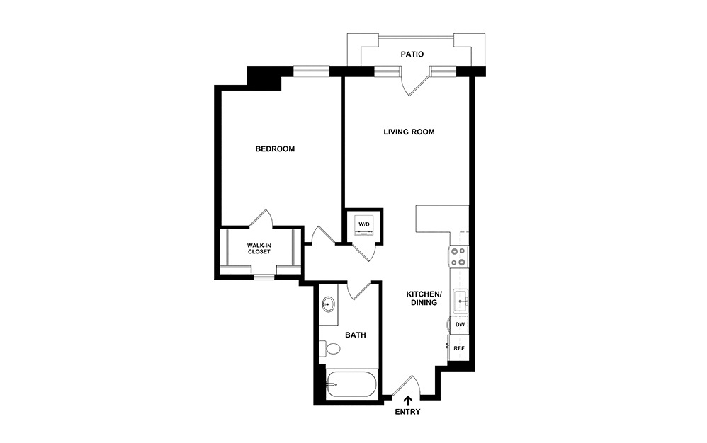 The Chancellor 1 bedroom 1 bath 689 square feet (2)