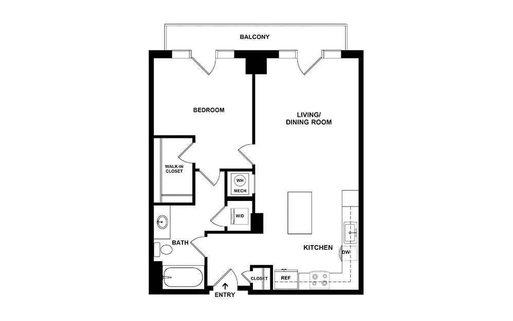 The Encore 1 bedroom 1 bath 713 - 757 square feet (2)