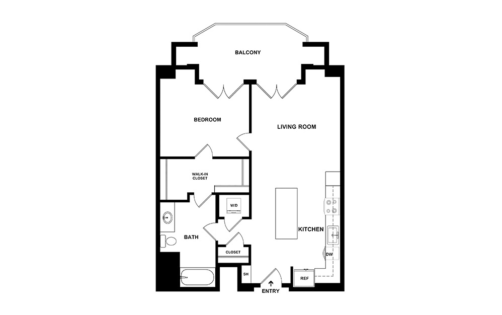 The Foundry 1 bedroom 1 bath 730 - 747 square feet (2)