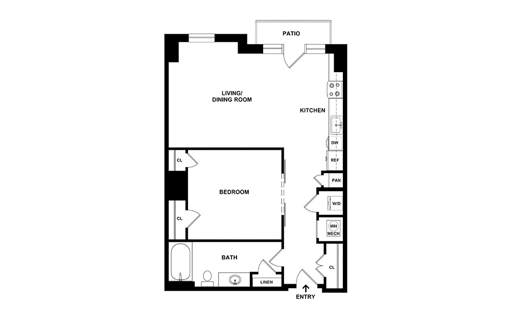 The Centennial 1 bedroom 1 bath 706 square feet (2)