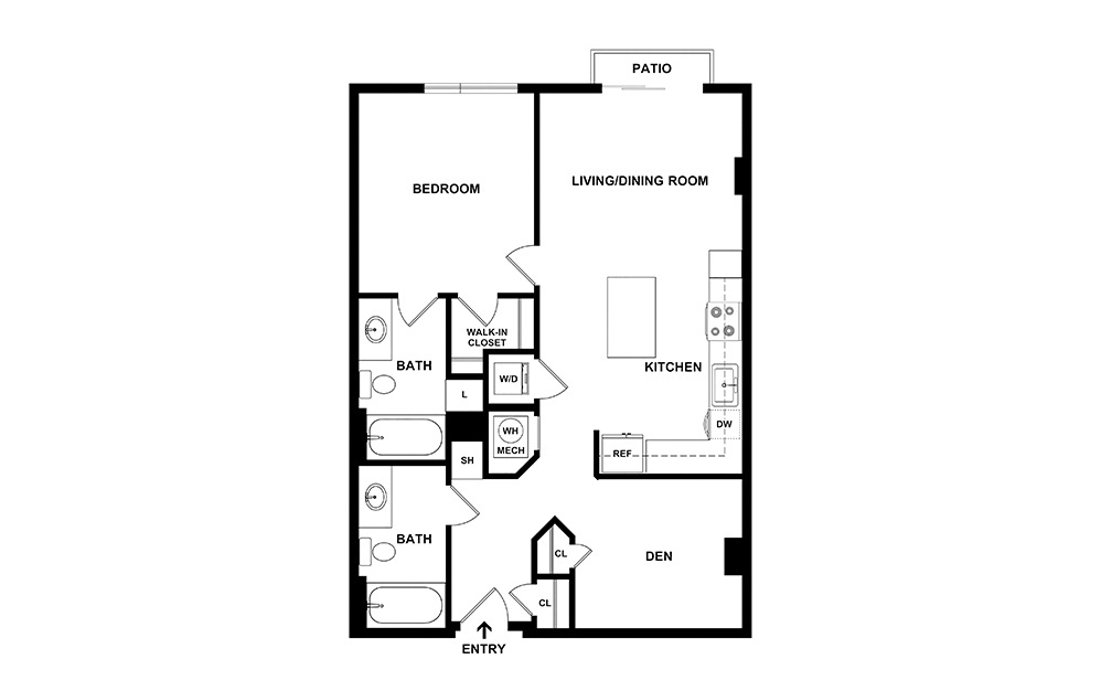 The Magnolia Hall 2 bedroom 1 bath 870 square feet (2)